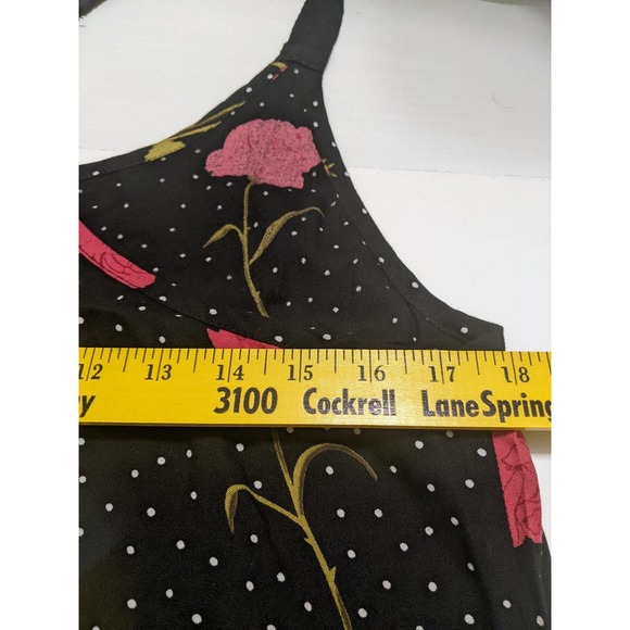 new size L Large Volcom end of the Rose roses flower black polkadot dress - Picture 5 of 5